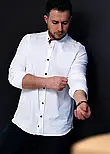 Біла святкова сорочка з м'якої бавовни M L XL XXL 3XL 01-210-502, фото 4