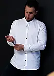 Біла святкова сорочка з м'якої бавовни M L XL XXL 3XL 01-210-502, фото 5