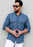 Сорочка джинсова з кишенями M L XL XXL 52-214-502, фото 3