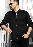 Чоловіча чорна сорочка з дизайнерською застібкою та коміром стійка M L XL XXL 3XL 80-220-502, фото 7