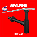 Сифон для умивальника чорний матовий без зливу 120 BLACK McAlpine, фото 4