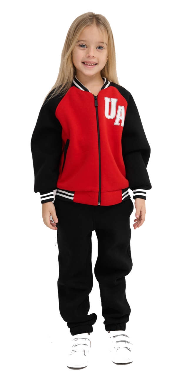 Теплий костюм для Дівчинки на замку Fleece Fly UA Kids Чорний + Червоний