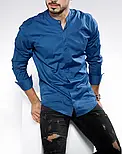 Рубашка стойка синего цвета с кнопкой и потайными пуговицами S M 26-61-433, фото 2