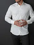 Святкова сорочка приталена кольору айвері під запонки S M L XL XXL 03-80-401, фото 6