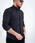 Чорна сорочка чоловіча слім фіт із тонкого кольорового джинсу L XL XXL 80-91-505, фото 3