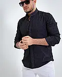 Чорна сорочка чоловіча слім фіт із тонкого кольорового джинсу L XL XXL 80-91-505, фото 6