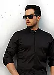 Чорна модна сорочка з коміром стійка S L XL XXL 80-61-401, фото 5