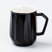 QWE Чашка керамическая для чая и кофе 400 мл кружка универсальная Черная