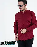 Бордова сорочка скінни з кнопкою на комірі L XL XXL 60-61-411, фото 5