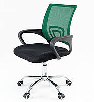 Сеточное компьютерное рабочее кресло офисное поворотное с подлокотниками зеленое Goodwin Netway black
