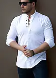 Сорочка модна білого кольору як льон  L XXL 01-91-703, фото 5