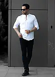 Сорочка модна білого кольору як льон  L XXL 01-91-703, фото 6