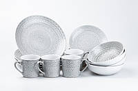 QWE Столовый сервиз тарелок и кружек на 4 персоны керамический чашки 400 мл