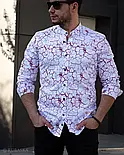 Біла сорочка з модним бордовим принтом та контрастними гудзиками M L XL XXL 01-55-805, фото 4