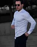 Сорочка білого кольору з модним принтом з дизайнерською кнопкою на комірі M L XL XXL 01-51-806, фото 4