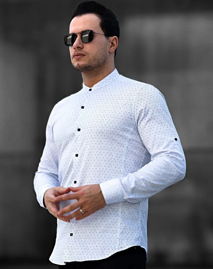 Принтована сорочка на кнопках з модним коміром стійкою L XXL 01-50-804