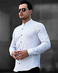Принтована сорочка на кнопках з модним коміром стійкою L XXL 01-50-804
