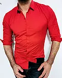Облягаюча еластична сорочка червоного кольору L XL XXL 50-07-415, фото 3