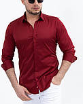 Однотонна сорочка бордового кольору S M L XL XXL 60-07-411, фото 2