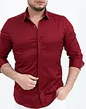 Однотонна сорочка бордового кольору S M L XL XXL 60-07-411, фото 4