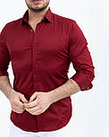 Однотонна сорочка бордового кольору S M L XL XXL 60-07-411, фото 5