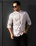 Модна сорочка білого кольору з бордовим малюнком M L XL XXL 01-50-805, фото 5