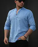 Дизайнерська сорочка з модним коміром кольору індиго M L XXL 28-211-701, фото 5
