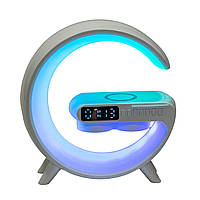 QWE Портативная колонка Bluetooth беспроводная 15 Вт 3 в 1 лампа настольная и часы RGB LED в стиле Big G