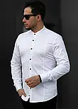 Біла сорочка стійка на контрастних гудзиках XXL 01-02-401, фото 4