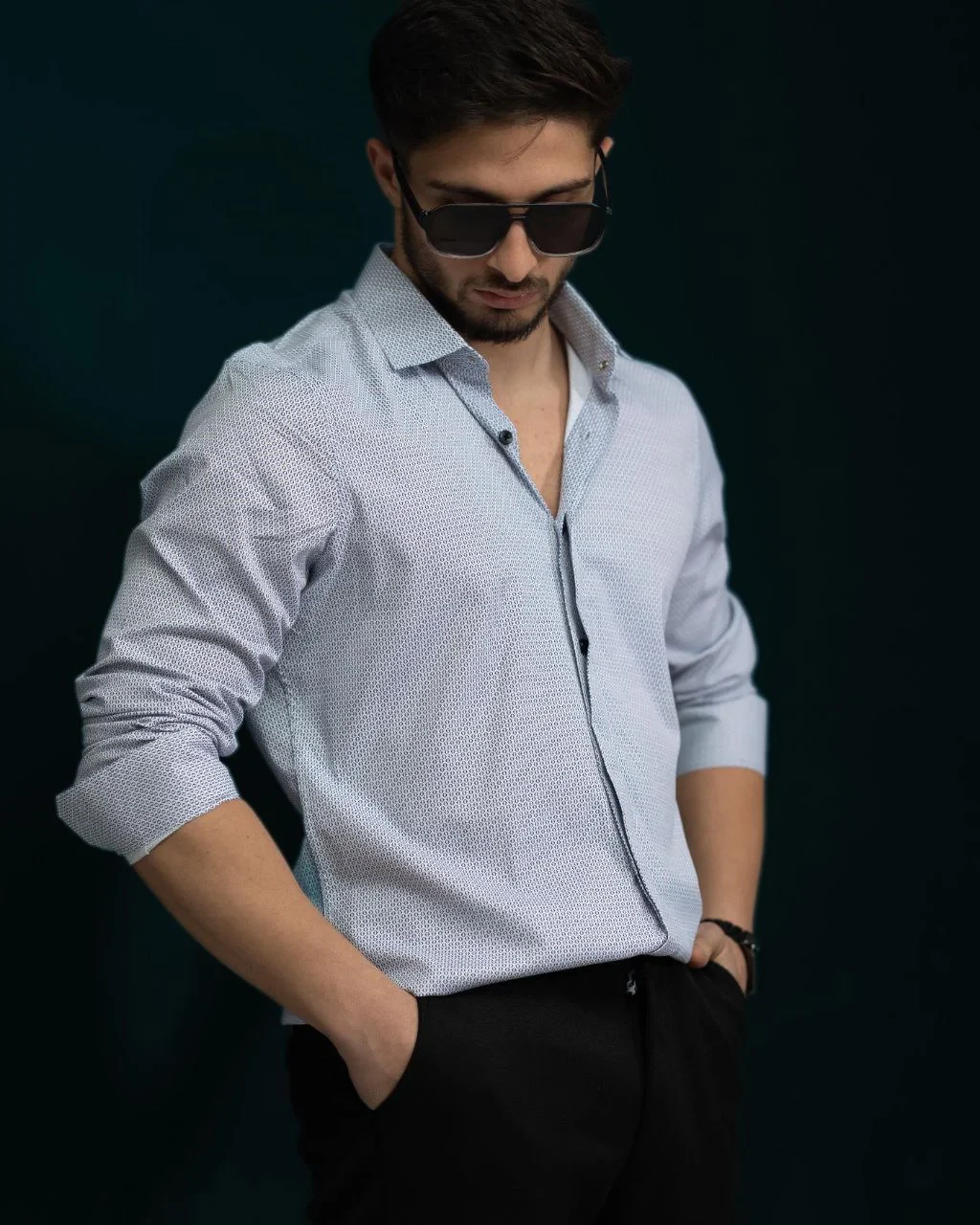 Чоловіча Біла Приталена Сорочка з Унікальним Візерунком M XL XXL 3XL 01-76-225, фото 1