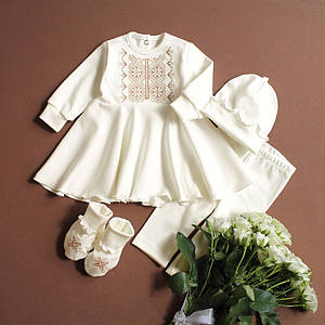 Вишиванка для хрестин, Подарунковий набір на виписку для дівчинки, Одяг на хрещення дівчинки