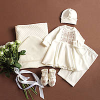 Крестильный набор вышиванка для девочки с крыжмой, Летнее крестильное платье, Крестильный набор для крещения