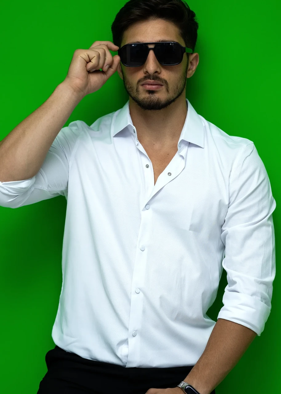 Классична сорочка слим фит бела на кнопках S M L XL XXL 01-040-401, фото 1