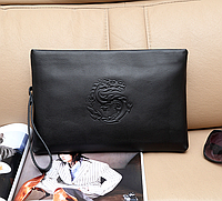 Большой мужской кожаный клатч барсетка черный. Клатч сумка из натуральной сумки для мужчин PRO_1099