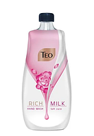 Жидкое мыло TEO Milk Rich Soft Care 800мл запаска Роскошная кремовая пена для нежного очищения