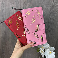Качественный женский кошелек клатч, модный портмоне для девушек с листочками PRO_420