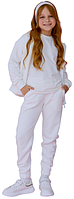 Спортивний костюм Худі+Джогери на дівчинку петля Білий
