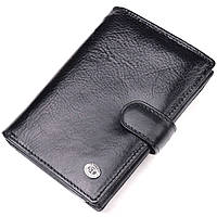 Вертикальный мужской бумажник из натуральной кожи ST Leather Черный Advert Вертикальний чоловічий гаманець із