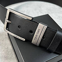 Шкіряний ремінь Calvin Klein Black 4 cm, металева пряжка Кельвін Кляйн
