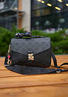 Черная мини женская сумочка Louis Vuitton Pochette Métis New Black Louis Vuitton Эко кожа Advert Чорна міні