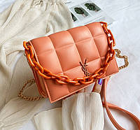 Маленькая женская сумочка клатч с цепочкой, черная мини сумка стёганая женская сумка-клатч Оранжевый Advert