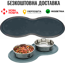 Килимок Trixie під миски для собак, гумовий, 45х25 см (сірий)