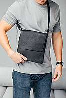 Мужская барсетка с клапаном, черная сумка через плечо из натуральной кожи, классический мессенджер