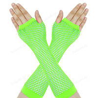 Перчатки в сетку длинные без пальцев митенки сетка Аниме Готика Панк Косплей Зеленые