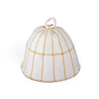 Банная шапка Luxyart "Клетка, натуральный войлок, белый (LA-279) sm