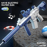 Дитячий електричний акумуляторний водяний автомат із прицілом Water Gun M416 Синій, фото 3