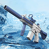 Дитячий електричний акумуляторний водяний автомат із прицілом Water Gun M416 Синій, фото 6