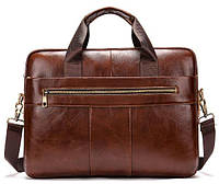 Деловая мужская сумка из зернистой кожи Vintage 14836 Коричневая sm