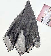 Натуральный шифоновый летний платок. Изысканный легкий платок на голову в церковь Серый