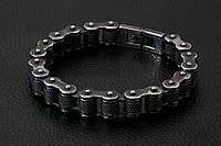 Rest Чоловічий браслет RESTEQ із нержавіючої сталі у вигляді мотоциклетного ланцюга, чорний